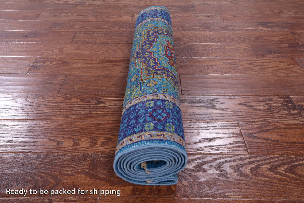 2' 8" X 8' 1" Runner Mamluk Geometric Handmade Wool Rug - Q12285