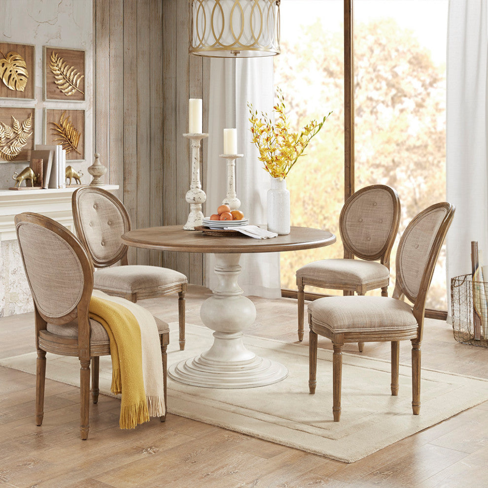 Madison Park Wood  Mid-century Modern Dining Table, Reclaimed Walnut/Antique Cream, Dining Table