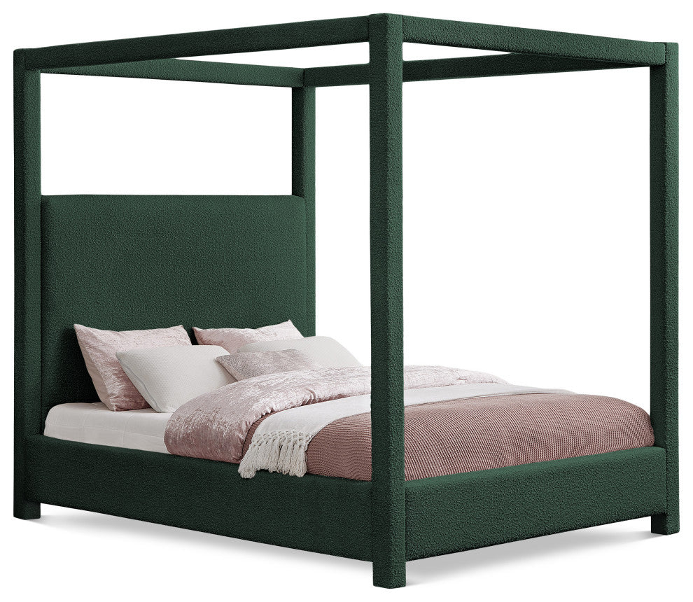 Eden Boucle Fabric Upholstered Bed, Green, King