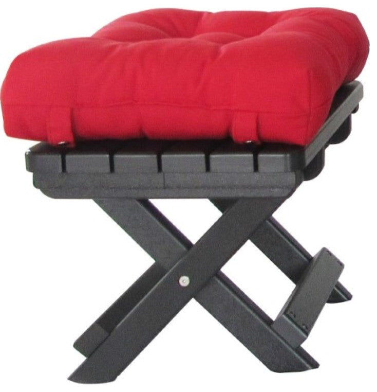 Folding Free Standing Footrest, Poly Lumber Black With Canvas Jockey Red