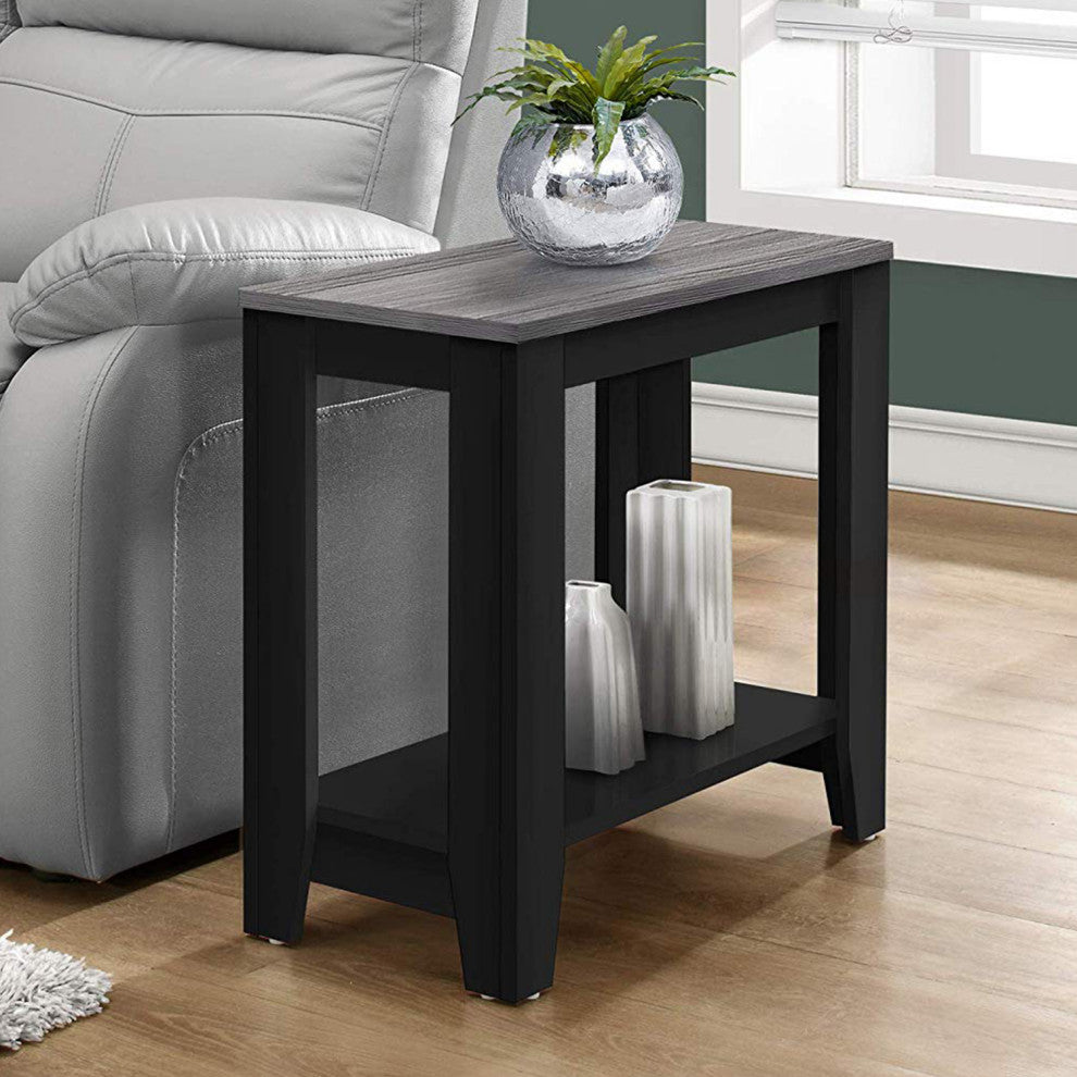 HomeRoots 11.75" x 23.75" x 22" BlackGrey Particle Board Laminate Accent Table