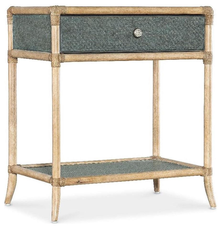 Retreat Wood Pole Rattan Bedside Table in Beige by Hooker Furniture