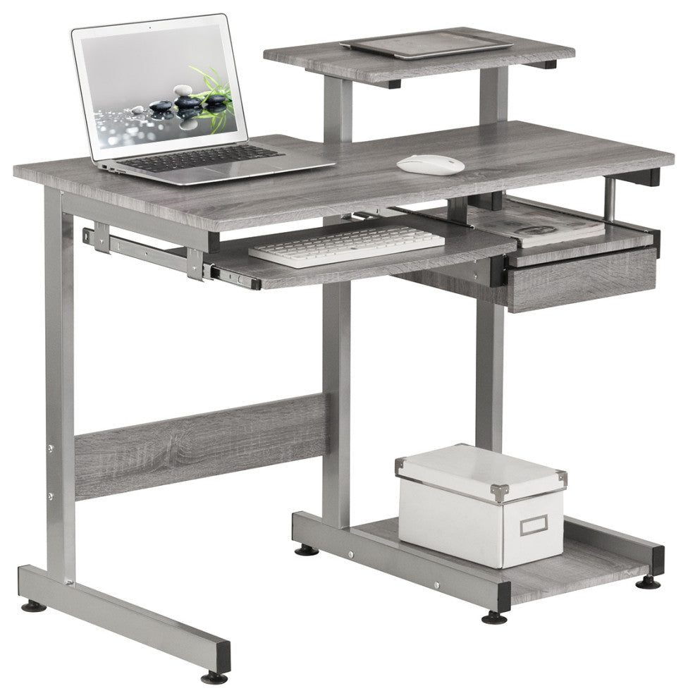 Techni Mobili Complete Computer Workstation Desk, Grey
