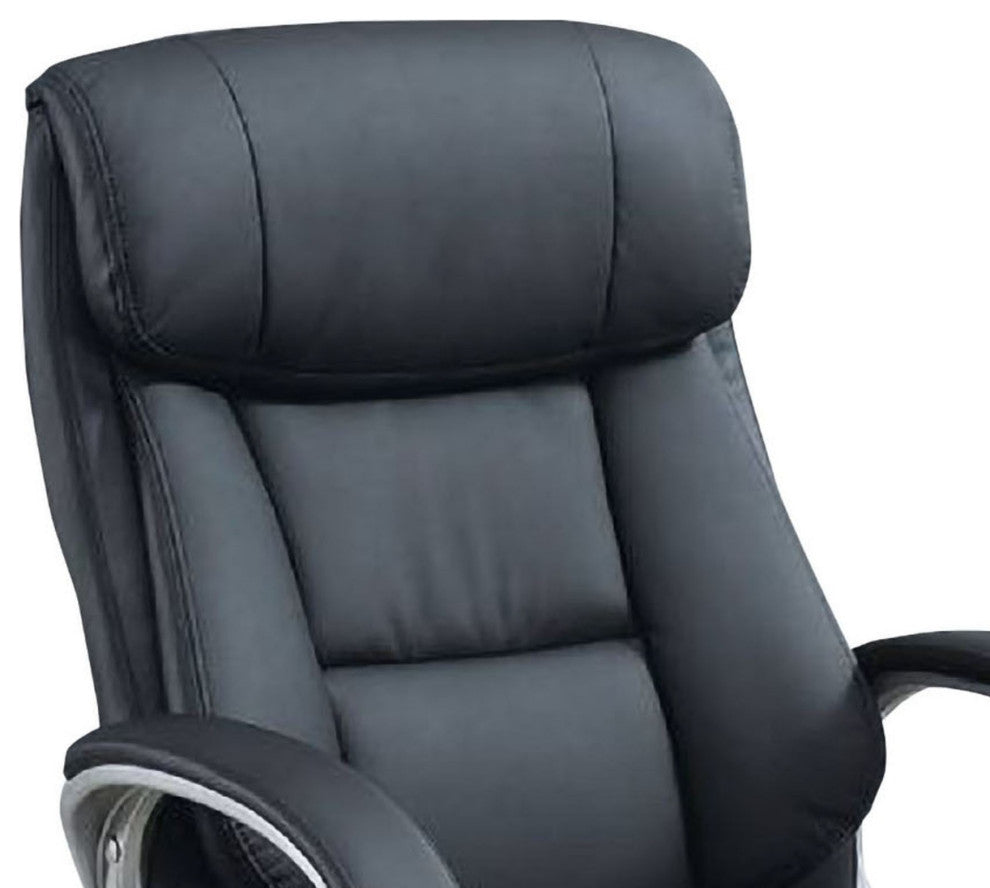 Office Chair with Top Padded Back and Curved Arms, Black