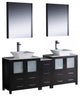 Torino 72" Espresso Double Sink Bathroom Vanity, Side Cabinet, Vessel Sinks
