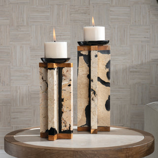 Uttermost Illini Stone Candleholders, 2-Piece Set