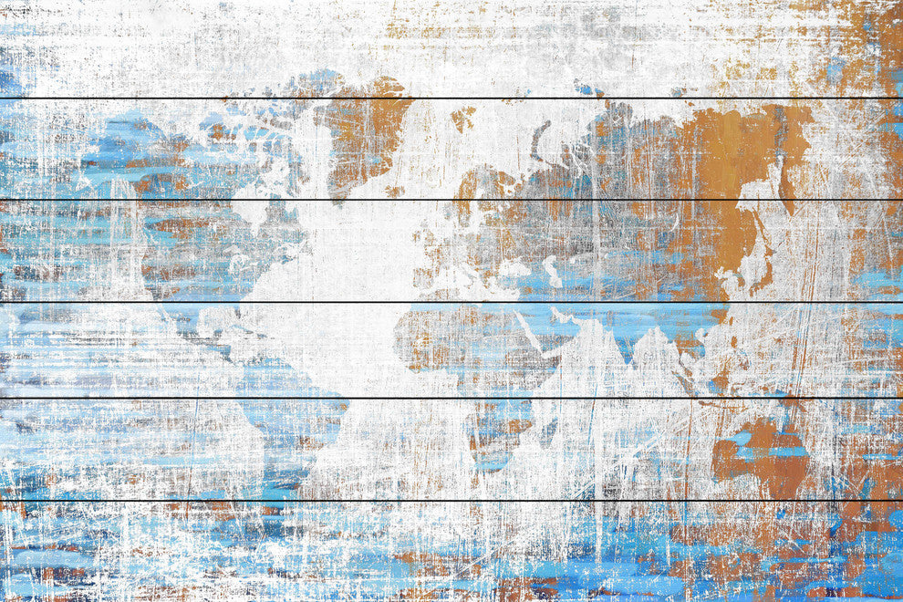 "Travels" Print on White Wood, 60"x40"