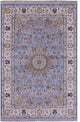 4' 1" X 6' 3" Wool & Silk Hand-Knotted Persian Nain Rug - Q14737