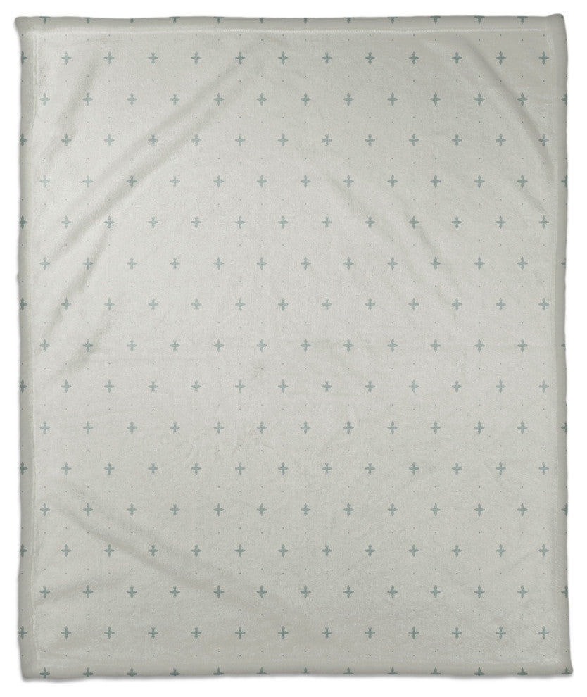 Blue Plus on Blue 50 x 60 Coral Fleece Blanket