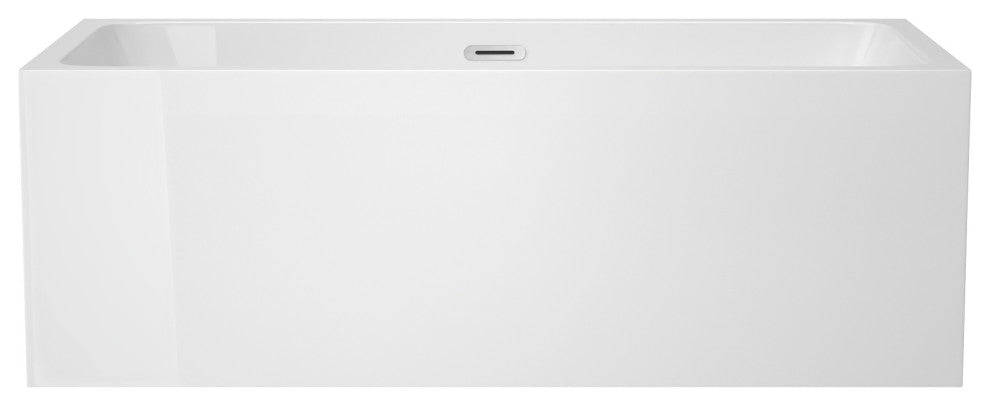 59 in. Acrylic Rectangular Flatbottom Freestanding Soaking Bathtub in White
