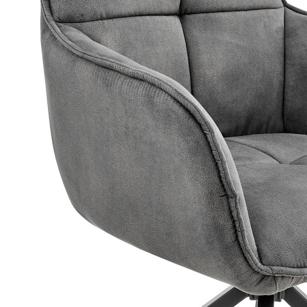 Noah Dining Room Accent Chair in Charcoal Fabric and Brushed Stainless Steel...