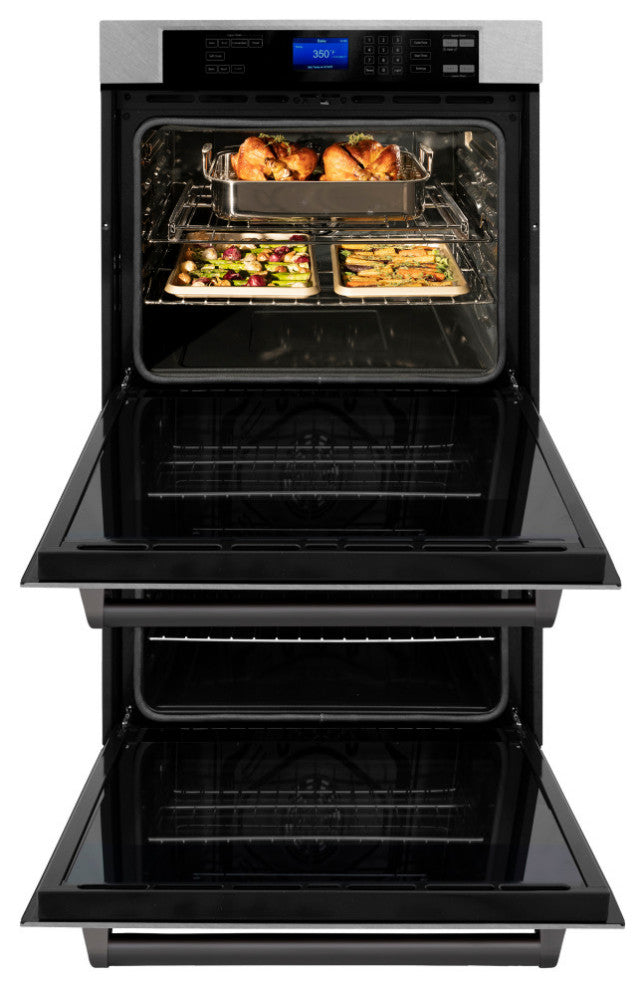 ZLINE DuraSnow Stainless Steel Double Wall Oven With Matte Black, AWDSZ-30-MB