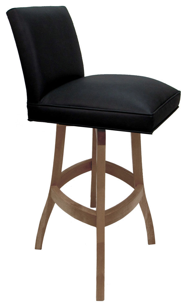 Swivel Wood Counter, Bar or Extra Tall Stool - Sommerville on S-Base, Black Vinyl - Cashew, 30"
