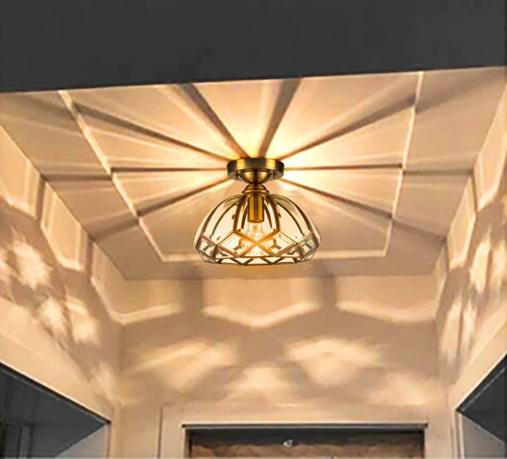 Modern Glass Ceiling Light dome vintage Ceiling Lighting lamp with brass finish