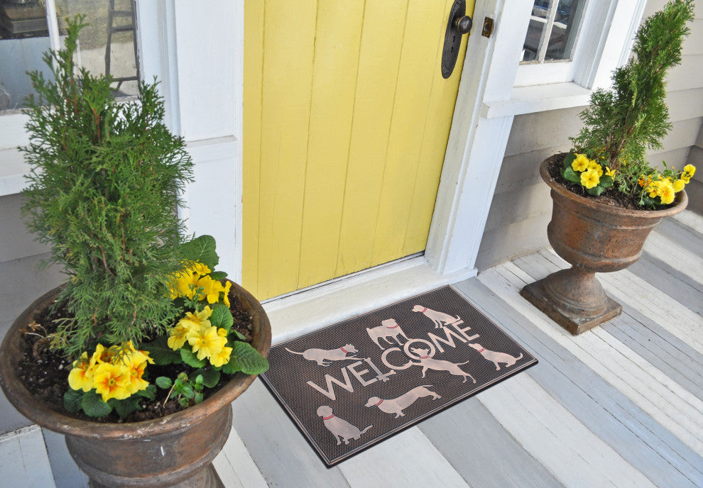 A1HC  Dogs Welcome Rubber Pin Mat, Beautifully Copper Finished 18"x30"