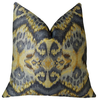Sacred Pixie Blue Navy and Taupe Handmade Luxury Pillow, 26"x26"