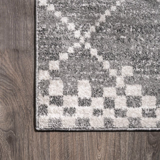 Asilah Moroccan Modern Diamond Runner Rug, Gray, 3'x5'