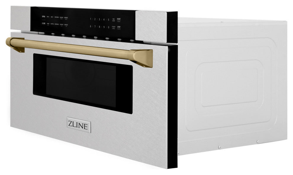 Microwave Drawer, DuraSnow Stainless Steel and Champagne Bronze MWDZ-30-SS-CB