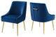 Discern Pleated Back Upholstered Performance Velvet Dining Chair Set of 2 Navy