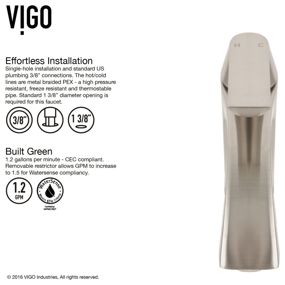 VIGO Crystalline Glass Vessel Sink and Linus Vessel Faucet, Brushed Nickel