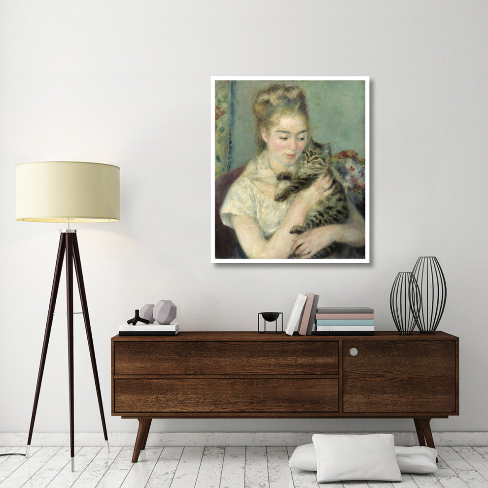 "Woman with a Cat" Digital Paper Print by Pierre-Auguste Renoir, 39"x46"