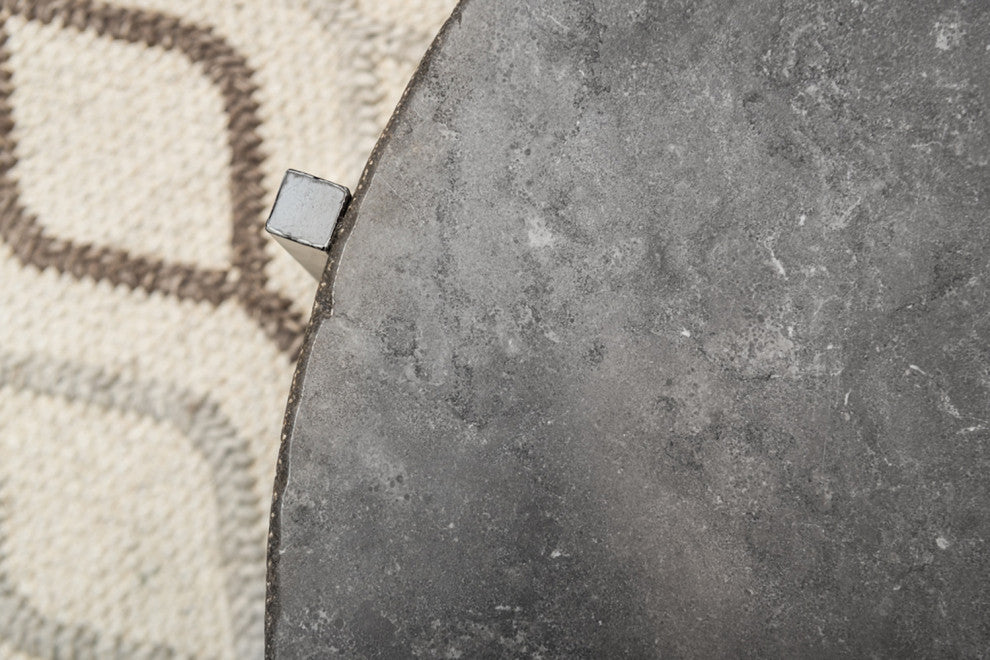 Round Stone and Iron Coffee Table
