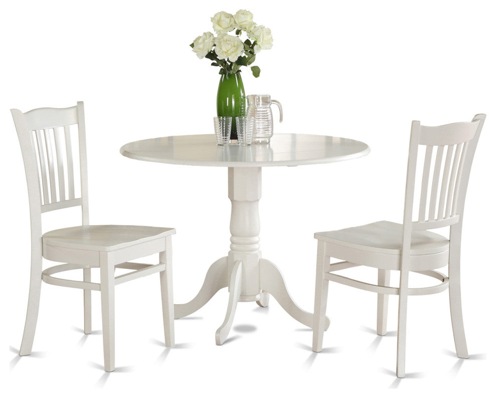 3 Pc Small Kitchen Table Set -Kitchen Table And 2 Kitchen Chairs, Linen White