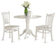 3 Pc Small Kitchen Table Set -Kitchen Table And 2 Kitchen Chairs, Linen White
