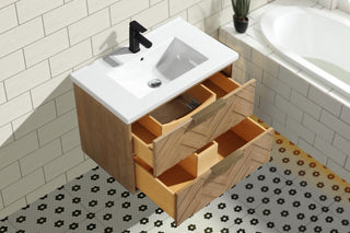 Ari Kitchen & Bath Carlsbad 30" Floating Bathroom Vanity Weathered Fir