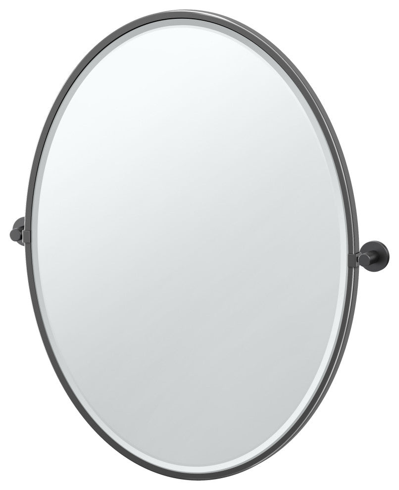 Reveal Framed Oval Mirror, Matte Black, 33"
