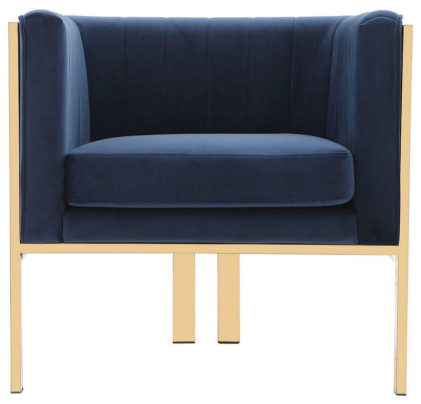 Paramount Accent Armchair, Royal Blue and Polished Brass