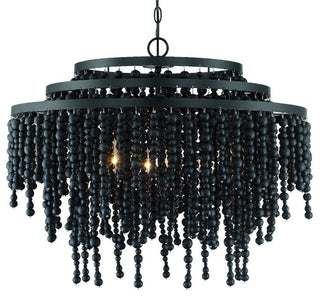 Crystorama Lighting Group POP-A5076 Poppy 6 Light 27"W Beaded - Matte Black