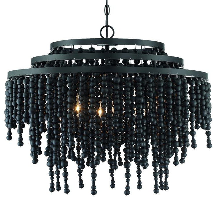 Crystorama Lighting Group POP-A5076 Poppy 6 Light 27"W Beaded - Matte Black