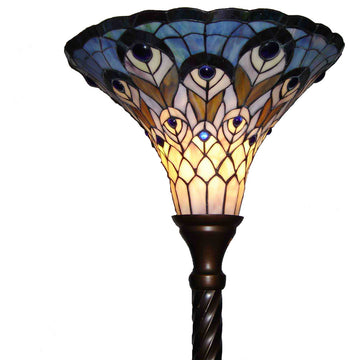 Tiffany-style Peacock Torchiere