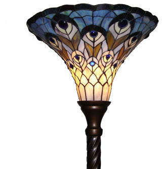 Tiffany-style Peacock Torchiere