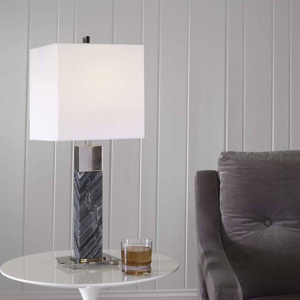 Uttermost Pilaster Marble Table Lamp 30060-1, Black