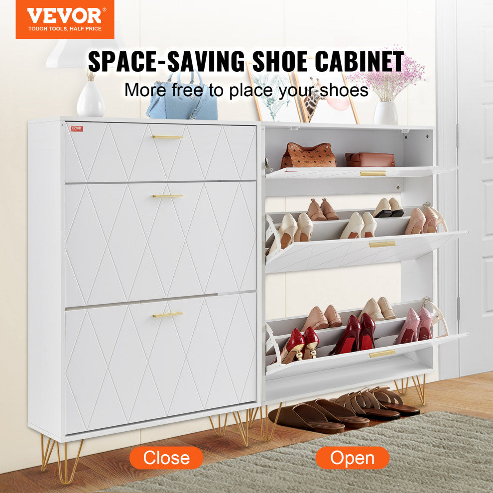 VEVOR Shoe Cabinet with 3 Flip Drawers Shoe Storage Cabinet for Entryway Hallway
