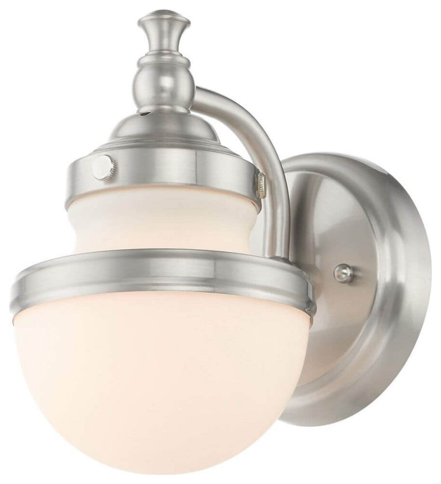 Livex Oldwick 1 Light 6" Bath Light-Wall Sconce, Brushed Nickel
