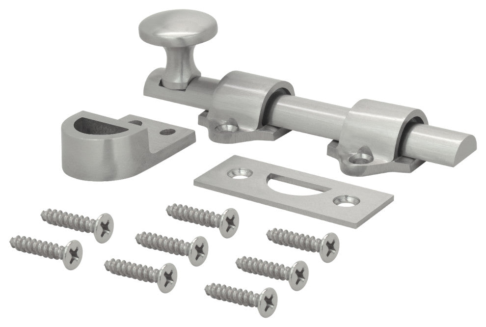Nuk3y Heavy Duty Solid Brass Dutch Door Surface Bolt 4 inch, Satin Nickel