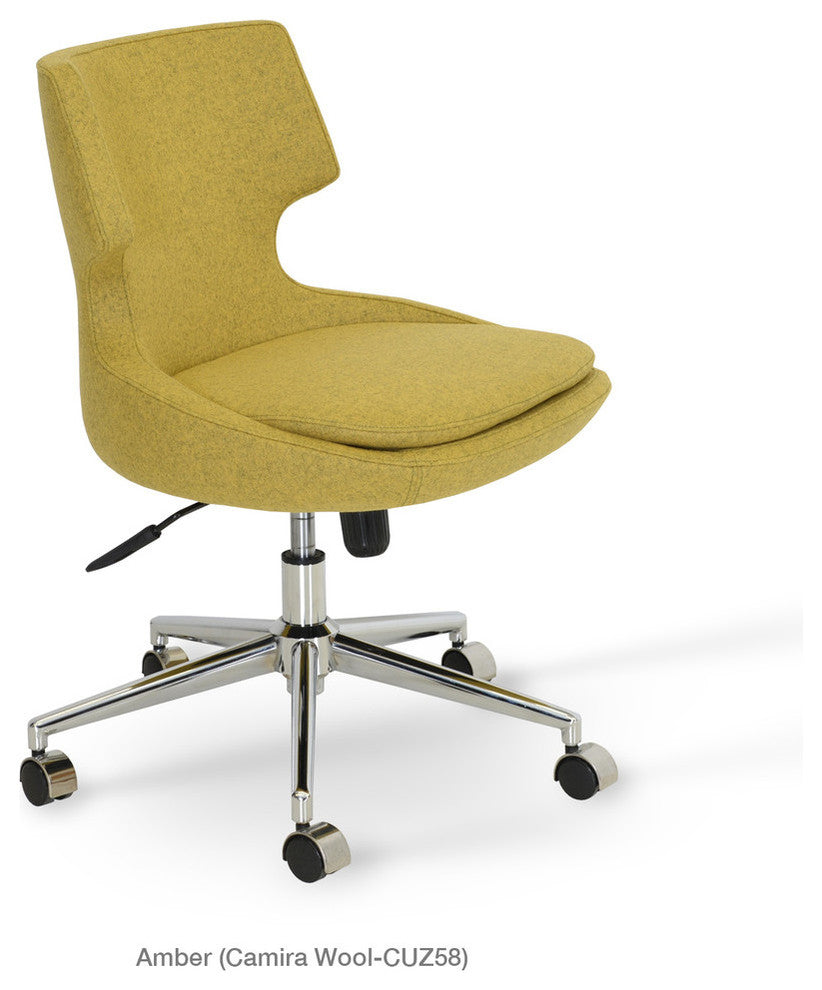 Patara Office Chair, Chrome Base, Orange Leatherette
