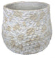 Classic Floral Embossed Flower Pot, White