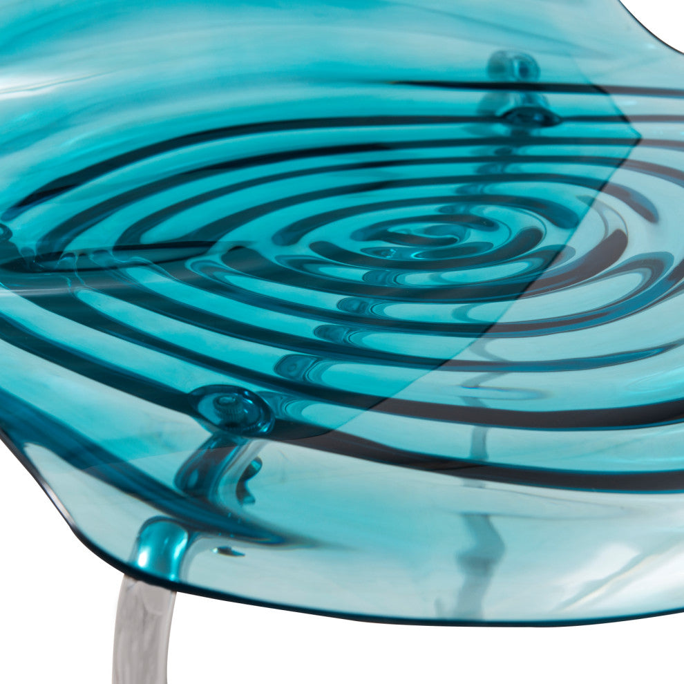 Leisuremod Astor Plastic Dining Chair with Chrome Base, Set of 4, Blue
