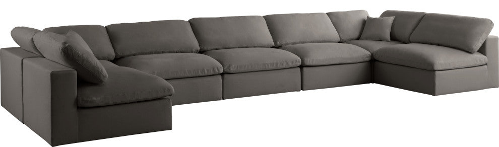 Plush Velvet / Down Standard Comfort 7-Piece U-Shaped Modular Sectional, Grey