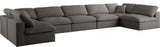 Plush Velvet / Down Standard Comfort 7-Piece U-Shaped Modular Sectional, Grey