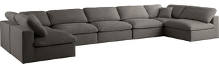 Plush Velvet / Down Standard Comfort 7-Piece U-Shaped Modular Sectional, Grey