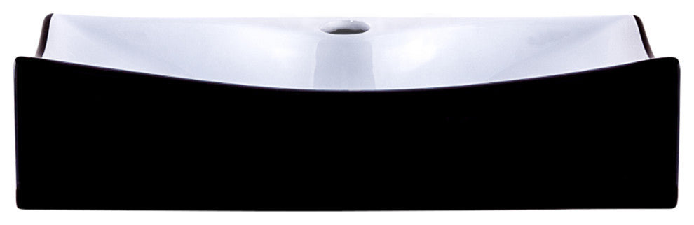 Black and White Porcelain Vessel Sink With Faucet Hole