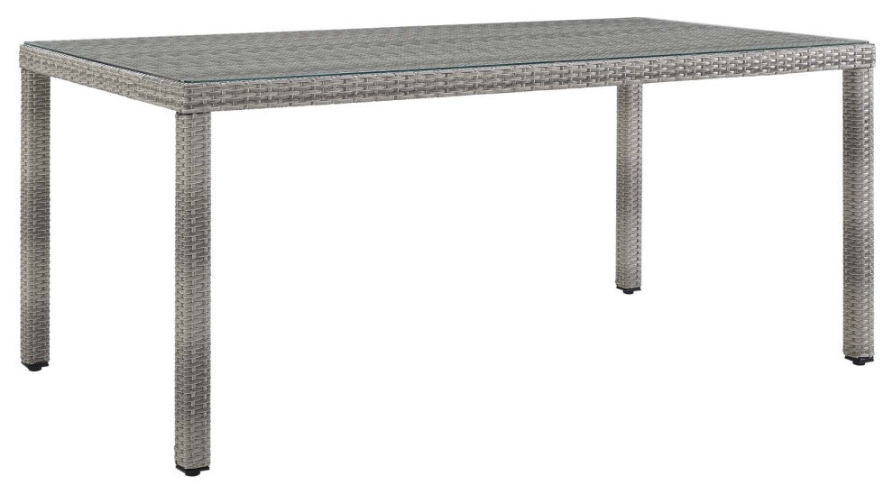 Aura 68" Wicker Rattan Dining Table Gray