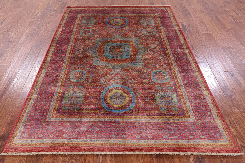 Mamluk Geometric Hand-Knotted Wool Rug 5' 7" X 7' 10" - Q12276