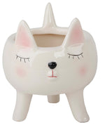 4" Cute Pink Girl Cat Ceramic With Legs