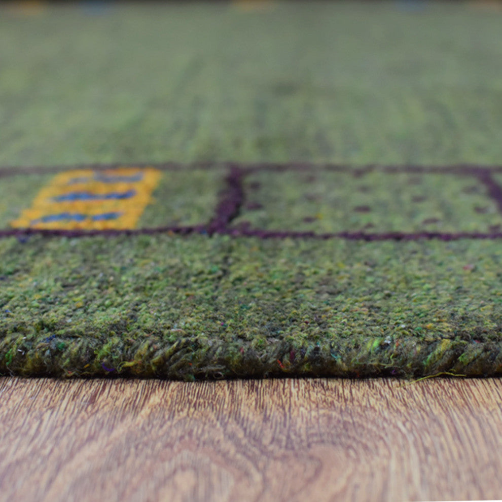 HAND KNOTTED LOOM SILK ECO-FRIENDLY AREA RUG-2'6''x12',Runner,Green,Contemporary